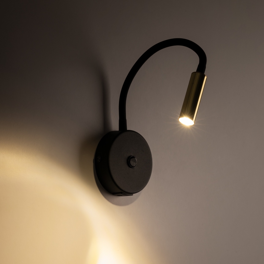LED Væglampe med USB port LAGOS 1xG9/3W/5V 4000K sort/guldfarvet