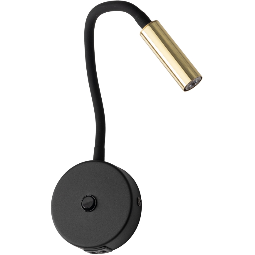 LED Væglampe med USB port LAGOS 1xG9/3W/5V 4000K sort/guldfarvet