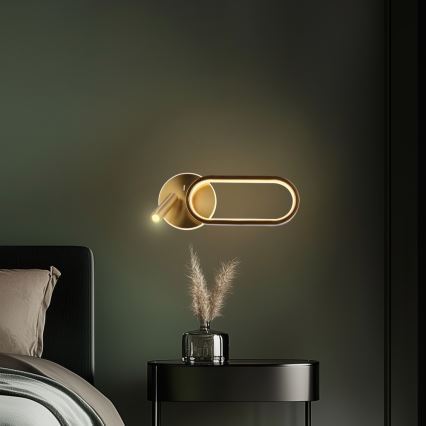 LED væglampe MONET LED/13W/230V + LED/2W 3000/4000/6000K guldfarvet
