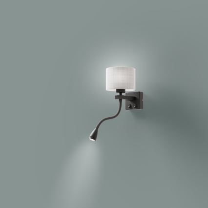 LED væglampe POLO 1xE27/40W+LED/2W 230V sort