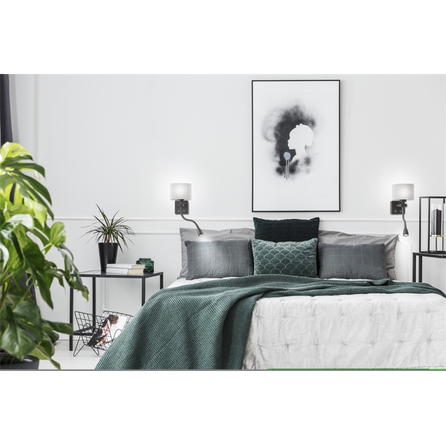 LED væglampe POLO 1xE27/40W+LED/2W 230V sort