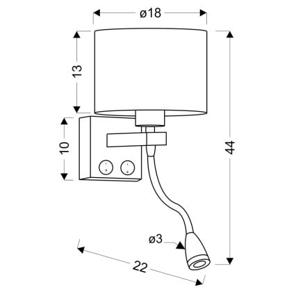 LED væglampe POLO 1xE27/40W+LED/2W 230V sort