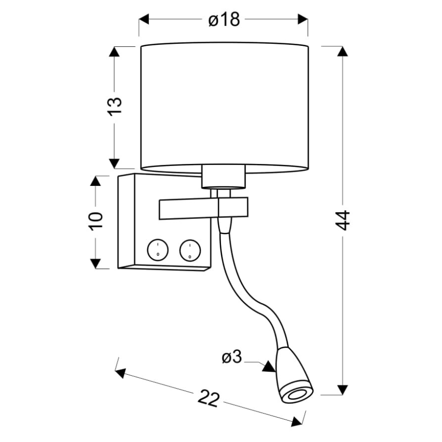 LED væglampe POLO 1xE27/40W+LED/2W 230V sort