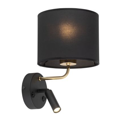 LED væglampe RICHI 1xE27/15W/230V + LED/3W/230V sort