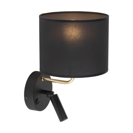 LED væglampe RICHI 1xE27/15W/230V + LED/3W/230V sort