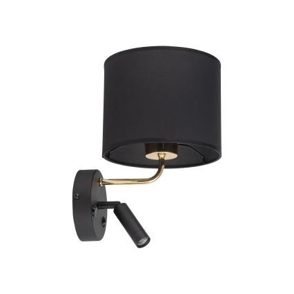 LED væglampe RICHI 1xE27/15W/230V + LED/3W/230V sort