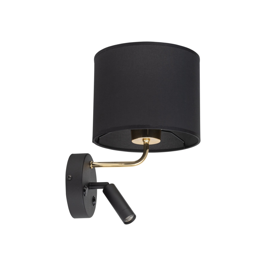 LED væglampe RICHI 1xE27/15W/230V + LED/3W/230V sort