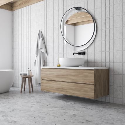 LED væglampe SATURNO LED/46W/230V Ø 80 cm IP44 sort