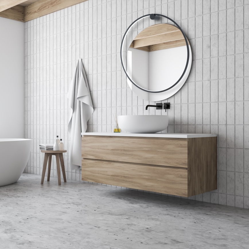 LED væglampe SATURNO LED/46W/230V Ø 80 cm IP44 sort