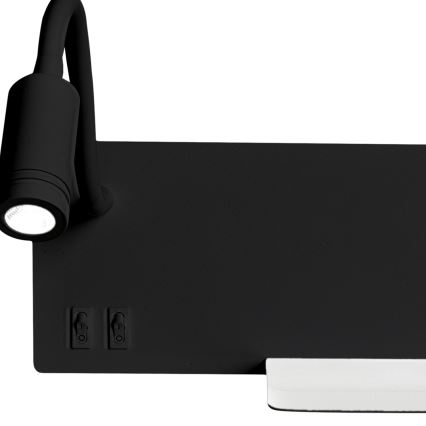 LED væglampe SHELF 1xLED/4W+1xLED/5W+1xLED/2W/230V sort