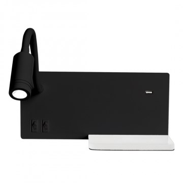 LED væglampe SHELF LED/4W+LED/5W+LED/2W/230V sort