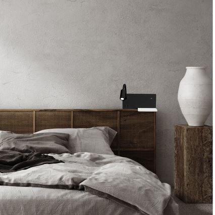 LED væglampe SHELF LED/4W+LED/5W+LED/2W/230V sort