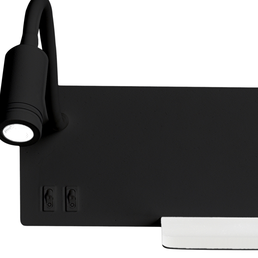 LED væglampe SHELF LED/4W+LED/5W+LED/2W/230V sort