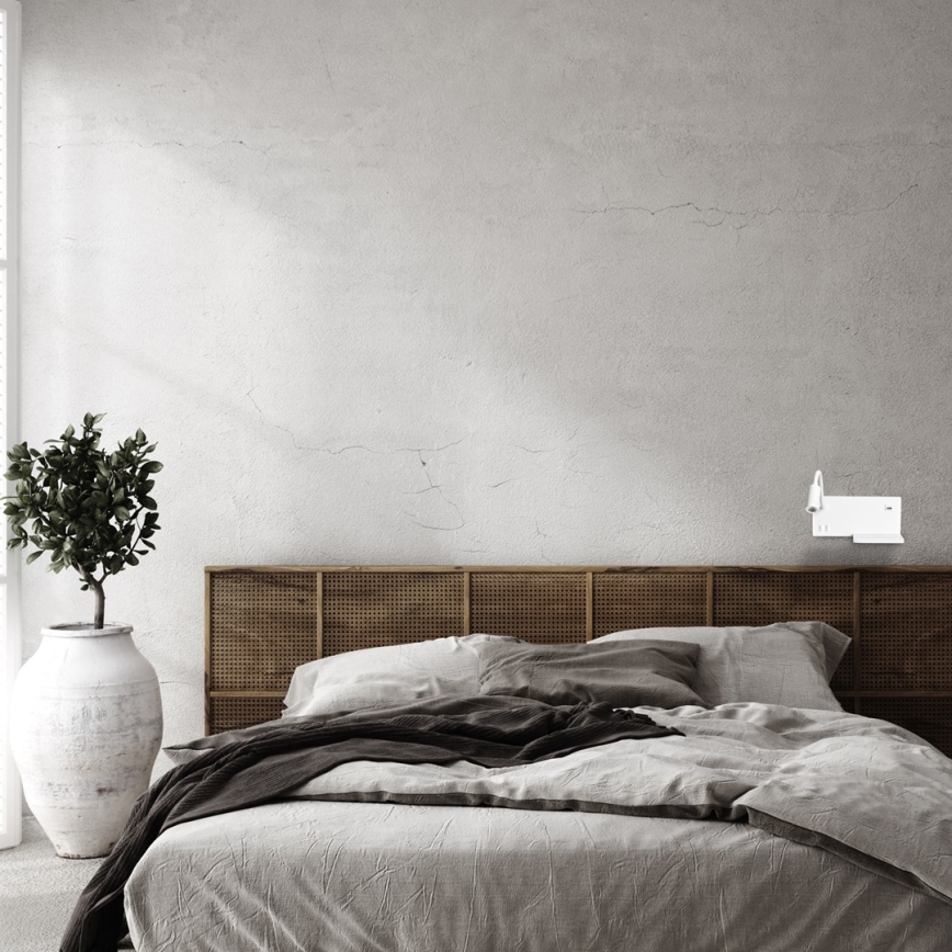 LED væglampe SHELF LED/4W+LED/5W+LED/2W/230V + USB port hvid