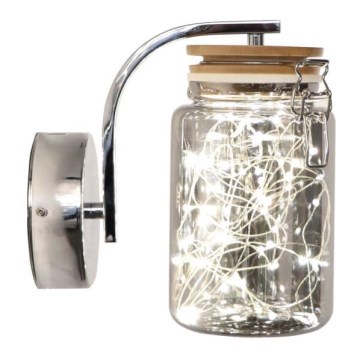 LED Væglampe SHOCK LED/5W/230V blank krom/træ