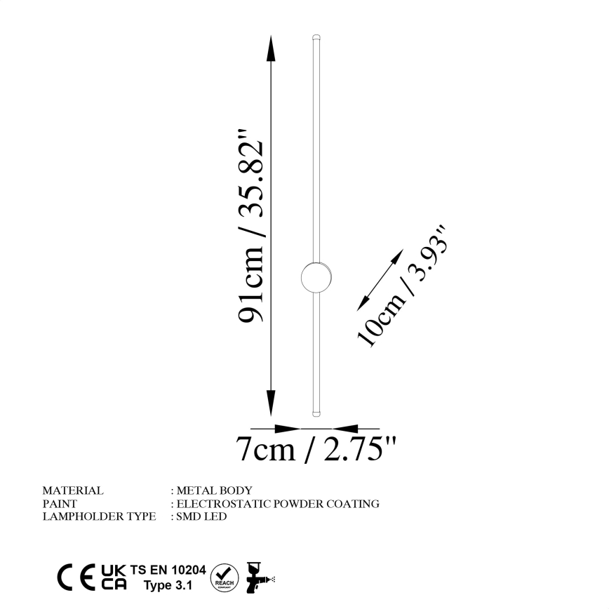 LED væglampe SWORD LED/13W/230V 3000K mat guld