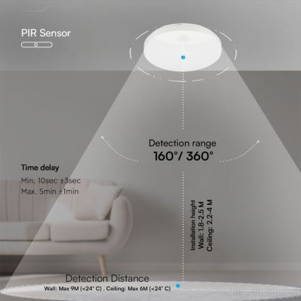 LED væglampe til badeværelse med sensor SAMSUNG CHIP LED/15W/230V 3000/4000/6000K IP44 hvid