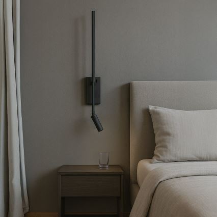 LED væglampe TORCH LED/6W/230V + LED/3W sort