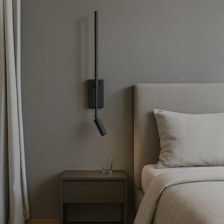 LED væglampe TORCH LED/6W/230V + LED/3W sort