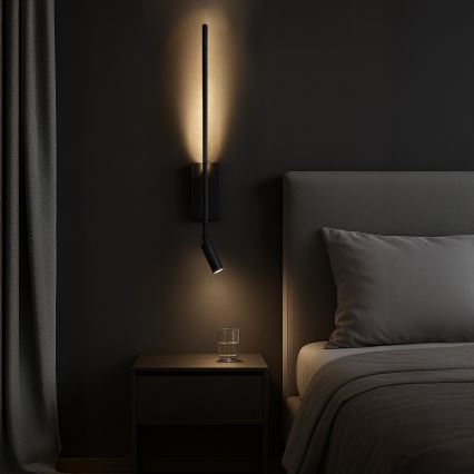 LED væglampe TORCH LED/6W/230V + LED/3W sort