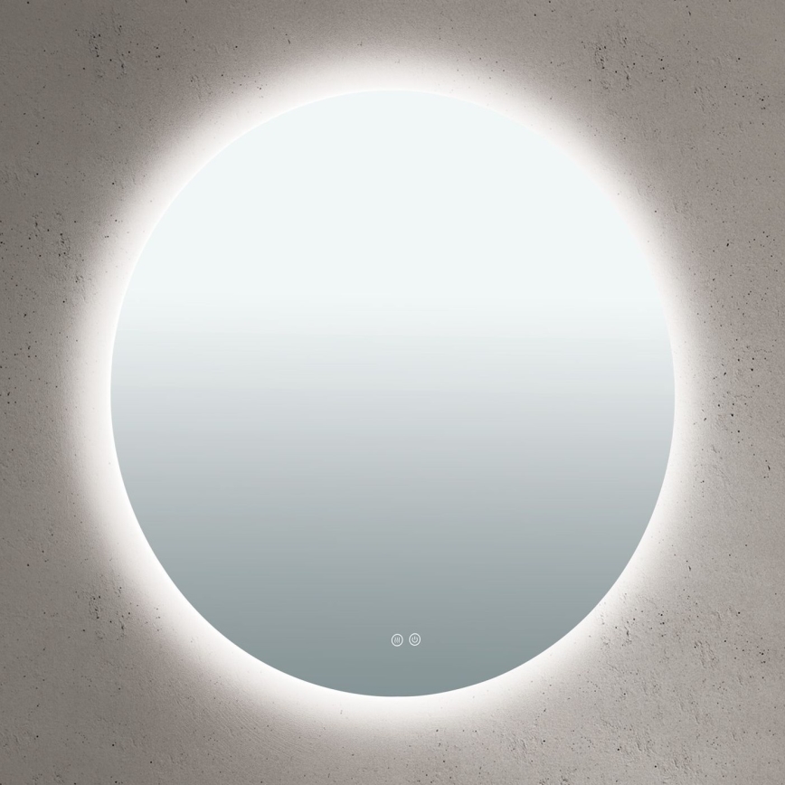 LED vægmonteret opvarmet badeværelsesspejl med bagbelysning FOCUS LED/27W/230V 3000/4200/6000K Ø 80 cm IP44
