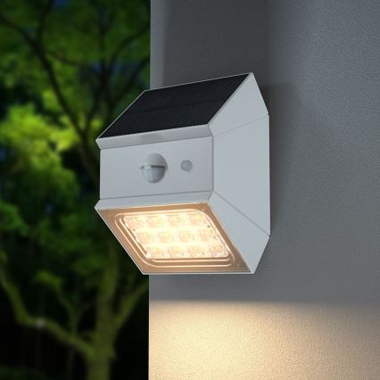 LED vægmonteret solcellelampe med sensor LED/2,5W/3,7V 3000/4000/6000K IP65 1200 mAh hvid