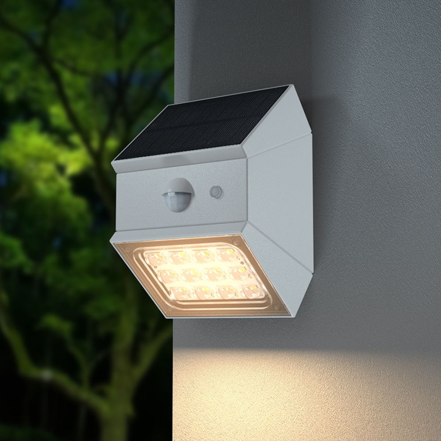 LED vægmonteret solcellelampe med sensor LED/2,5W/3,7V 3000/4000/6000K IP65 1200 mAh hvid