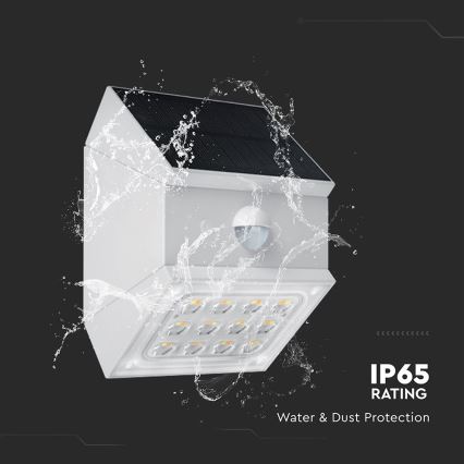 LED vægmonteret solcellelampe med sensor LED/2,5W/3,7V 3000/4000/6000K IP65 1200 mAh hvid