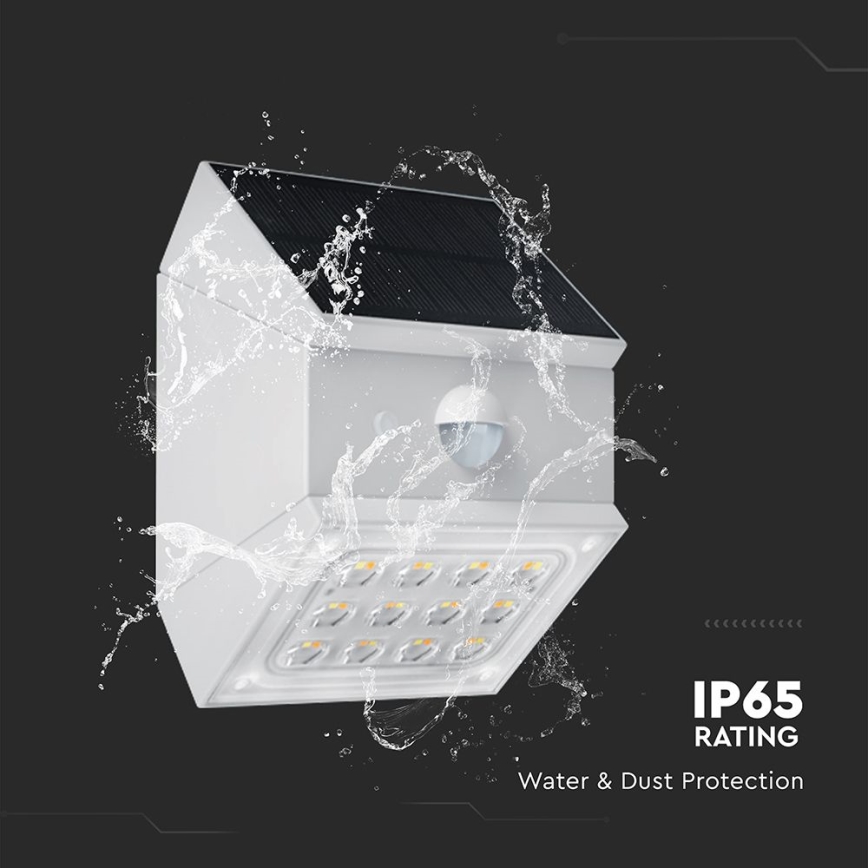 LED vægmonteret solcellelampe med sensor LED/2,5W/3,7V 3000/4000/6000K IP65 1200 mAh hvid