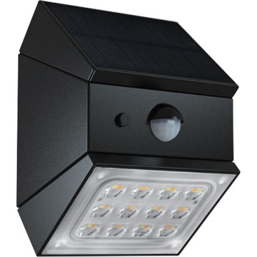 LED vægmonteret solcellelampe med sensor LED/2,5W/3,7V 3000/4000/6000K IP65 1200 mAh sort