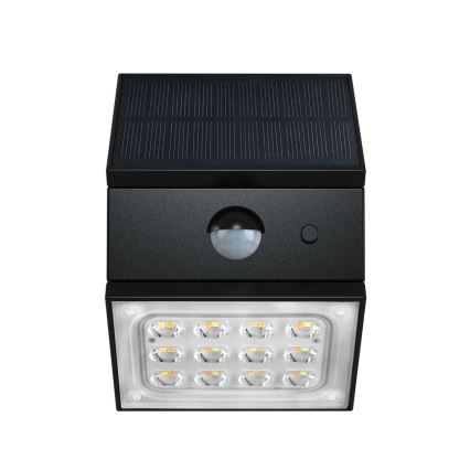 LED vægmonteret solcellelampe med sensor LED/2,5W/3,7V 3000/4000/6000K IP65 1200 mAh sort