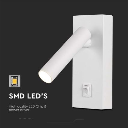 LED vægspot med kontakt LED/2W/230V 3000K hvid