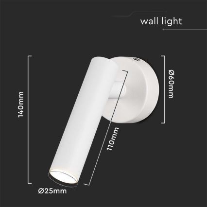 LED vægspot LED/2W/230V 3000K hvid