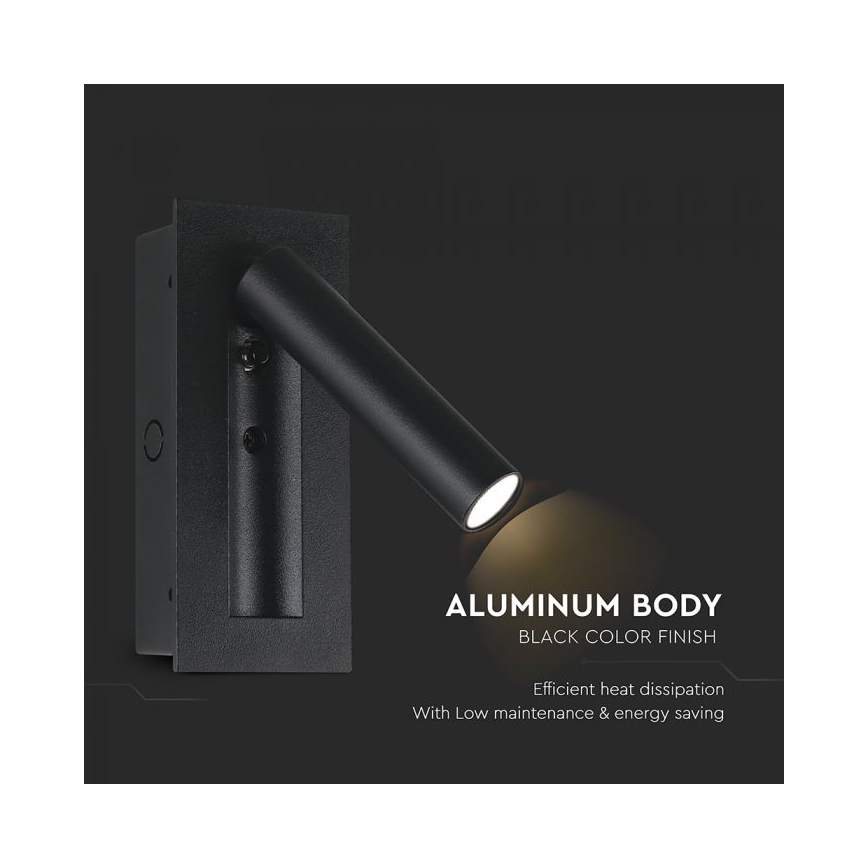 LED vægspot LED/2W/230V 3000K sort