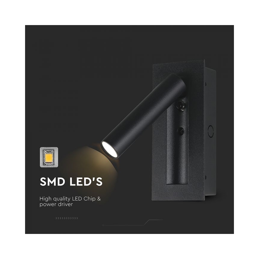 LED vægspot LED/2W/230V 3000K sort