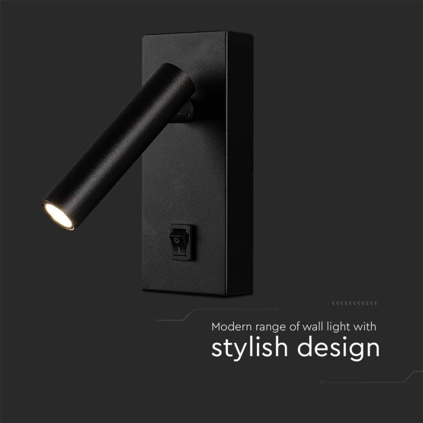 LED vægspot LED/2W/230V 4000K sort