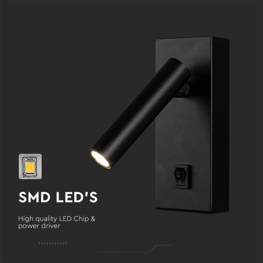 LED vægspot LED/2W/230V 4000K sort