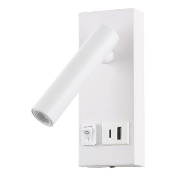LED vægspot med USB LED/2W/230V hvid
