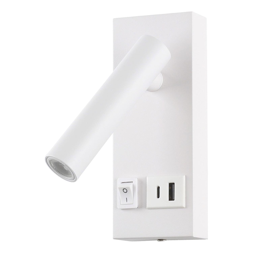 LED vægspot med USB LED/2W/230V hvid