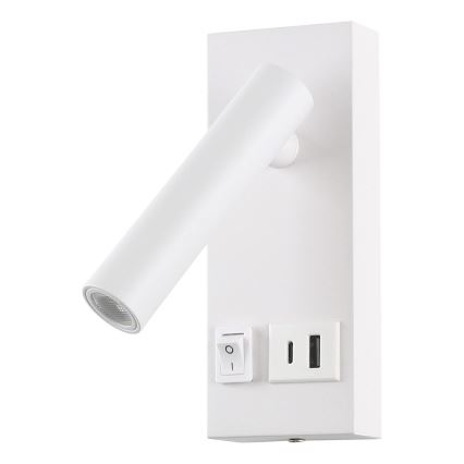 LED vægspot med USB LED/2W/230V hvid