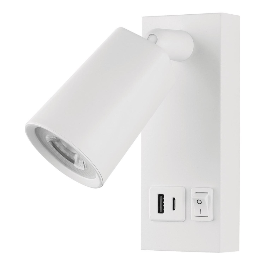 LED vægspot med USB LED/5W/230V hvid