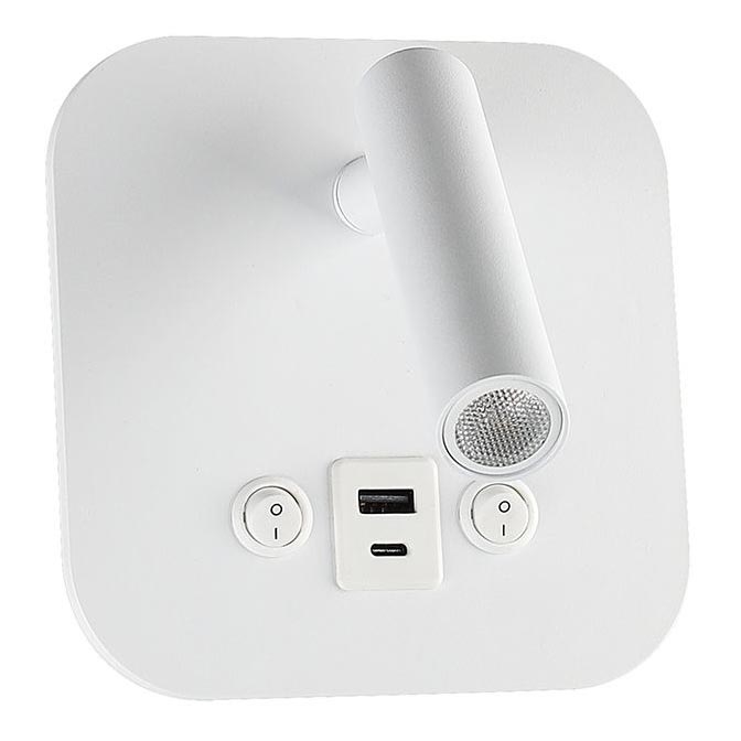 LED vægspot med USB-port LED/8W/230V 3000K hvid