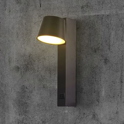 LED vægspot med USB-port LED/8W/230V 3000K