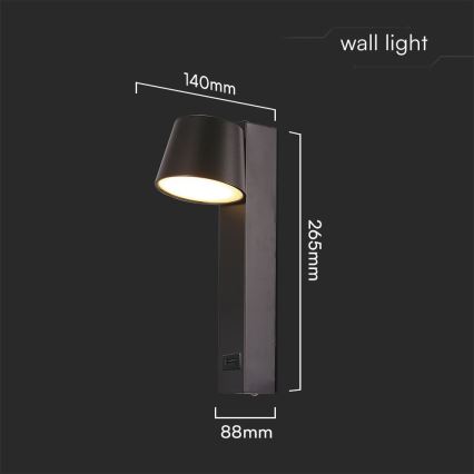 LED vægspot med USB-port LED/8W/230V 3000K