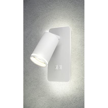 LED vægspot PARIS 1xGU10/10W/230V + LED/6W/230V hvid