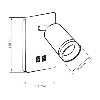 LED vægspot PARIS 1xGU10/10W/230V + LED/6W/230V hvid