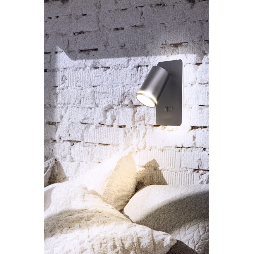 LED vægspot PARIS 1xGU10/10W/230V + LED/6W/230V sort