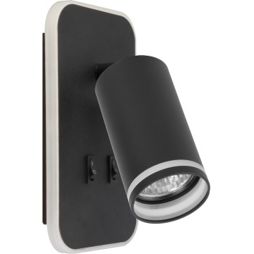 LED vægspot PIPE 1xGU10/10W/230V + LED/6W sort