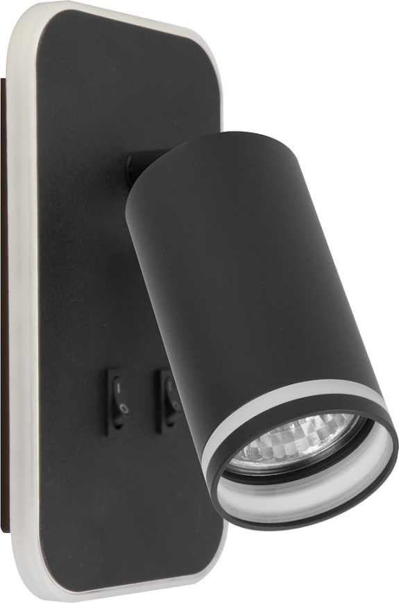 LED vægspot PIPE 1xGU10/10W/230V + LED/6W sort