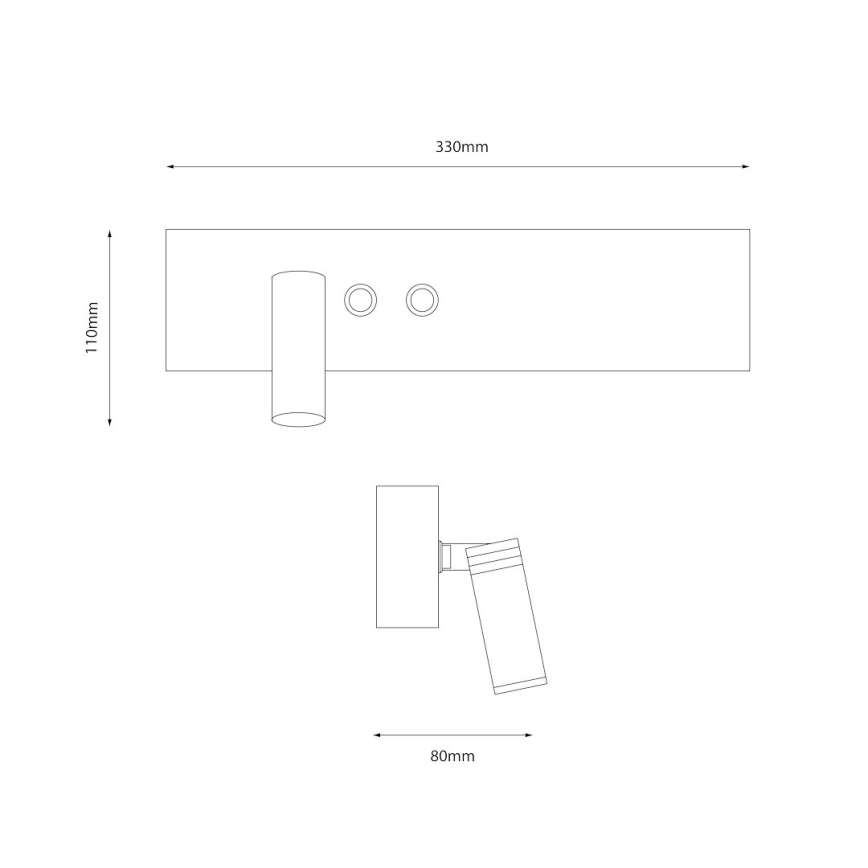 LED vægspot RESORT LED/10W/230V + LED/3W hvid, venstrevendt